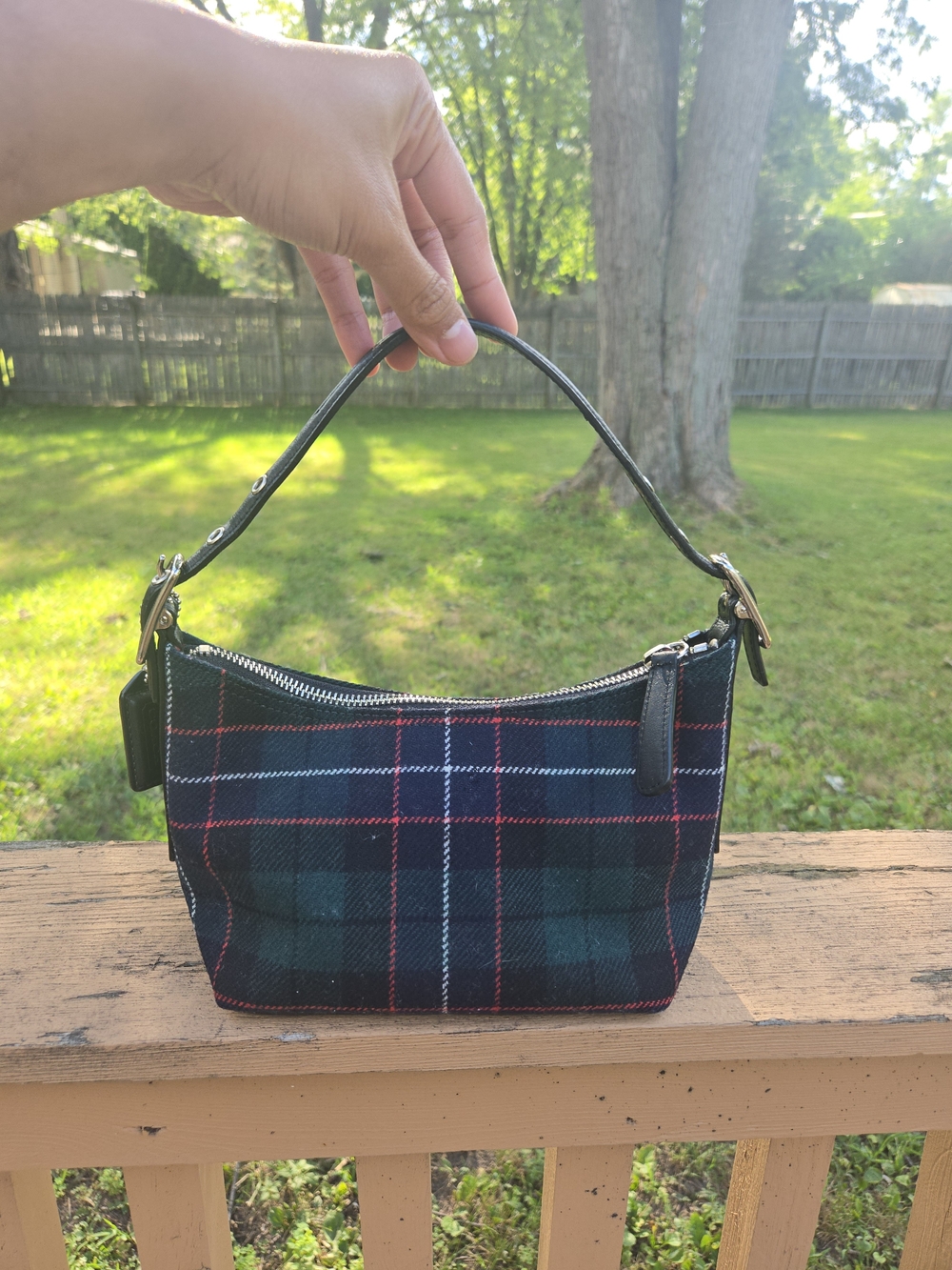 Coach Y2K Green Plaid Mini Purse #8938